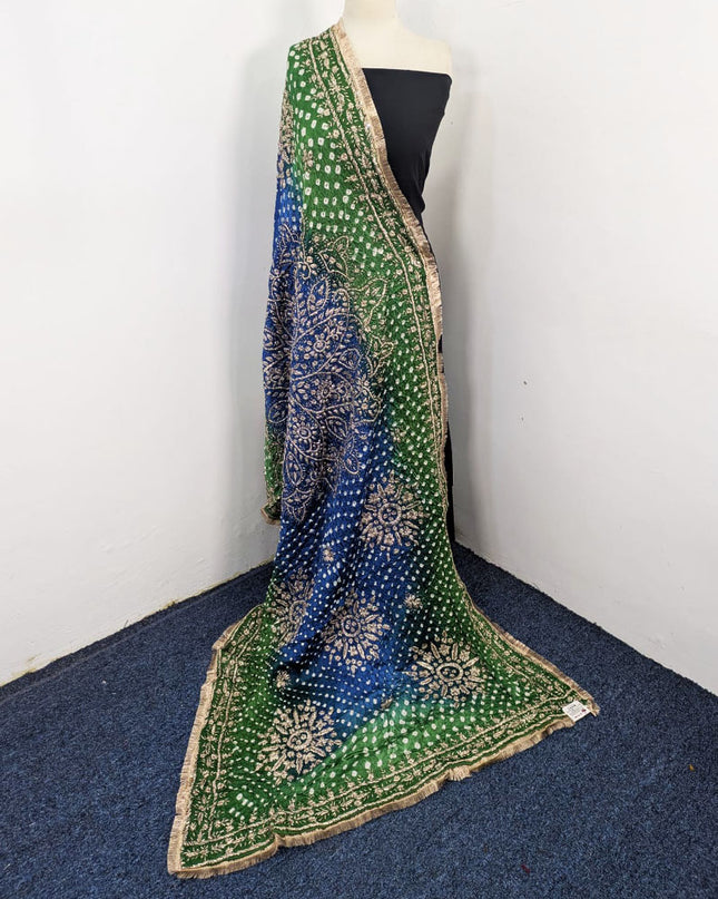 Premium Handmade Chunnri & Gotta Work Silk Dupatta (Ready To Wear)