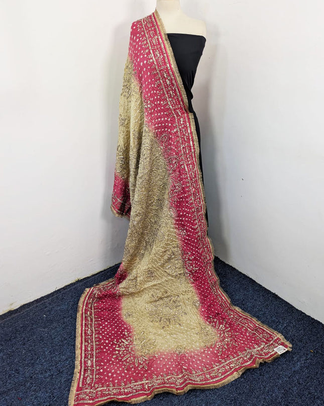 Premium Handmade Chunnri & Gotta Work Silk Dupatta (Ready To Wear)
