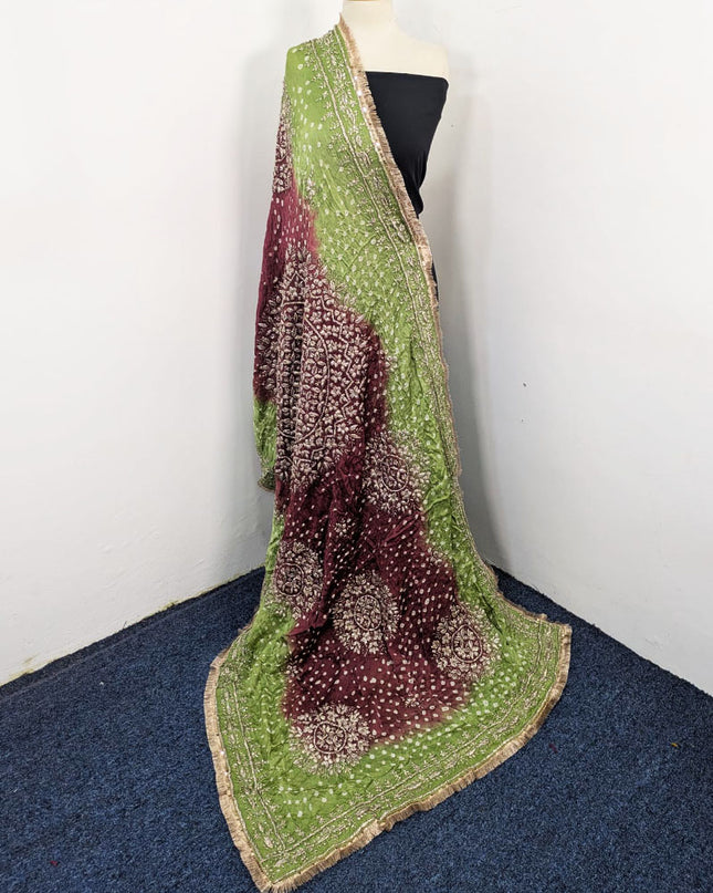 Premium Handmade Chunnri & Gotta Work Silk Dupatta (Ready To Wear)