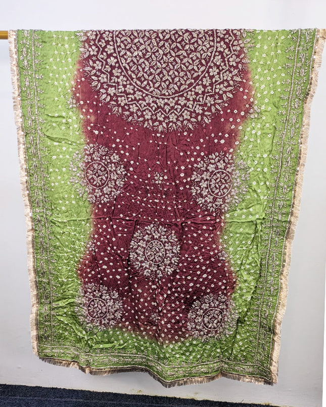 Premium Handmade Chunnri & Gotta Work Silk Dupatta (Ready To Wear)