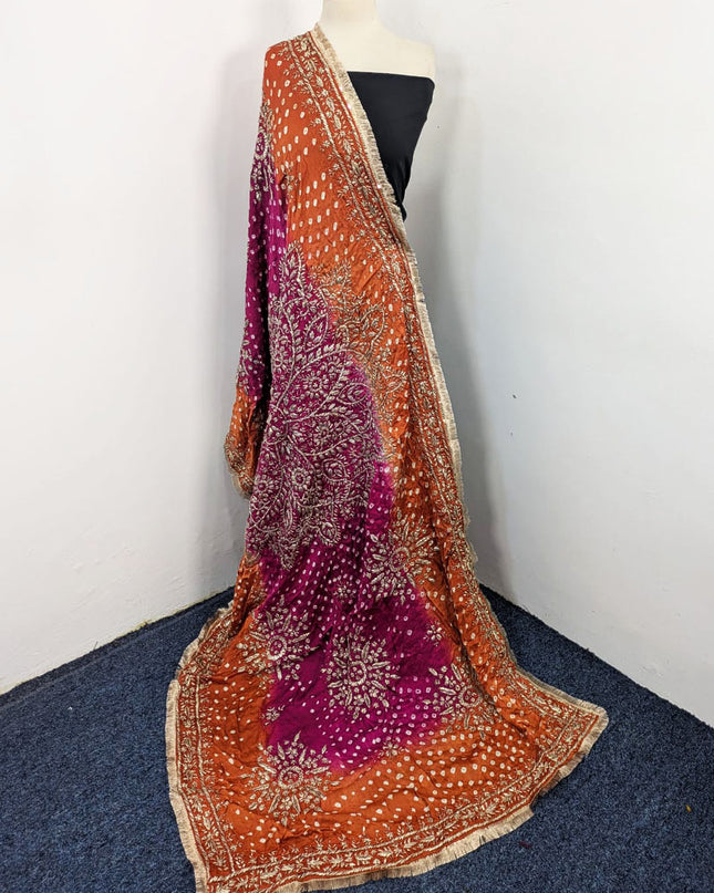 Premium Handmade Chunnri & Gotta Work Silk Dupatta (Ready To Wear)