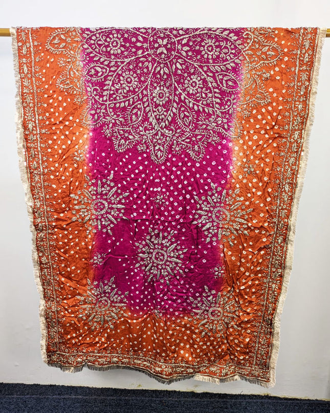 Premium Handmade Chunnri & Gotta Work Silk Dupatta (Ready To Wear)