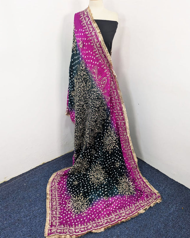 Premium Handmade Chunnri & Gotta Work Silk Dupatta (Ready To Wear)