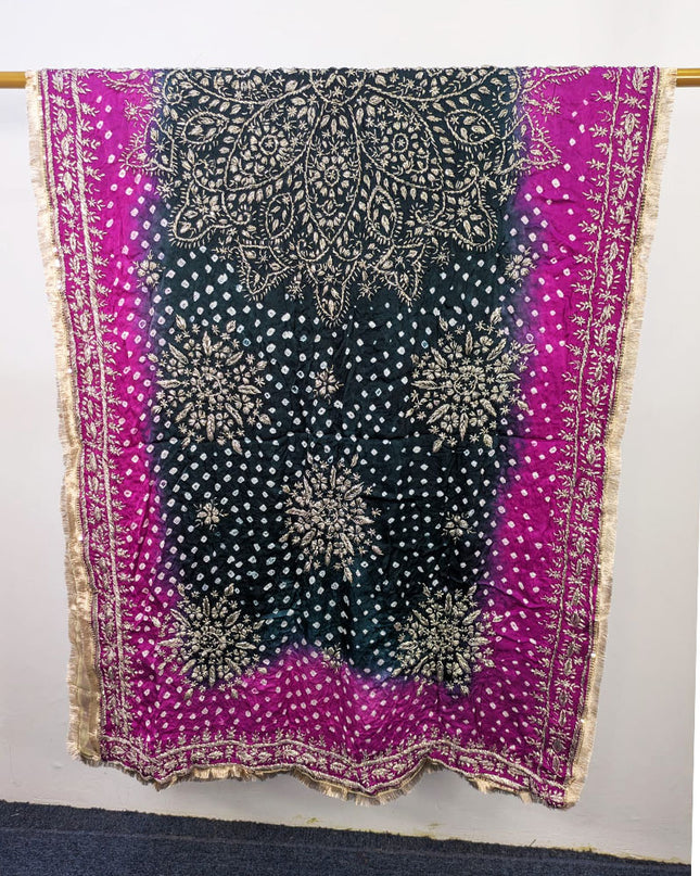 Premium Handmade Chunnri & Gotta Work Silk Dupatta (Ready To Wear)