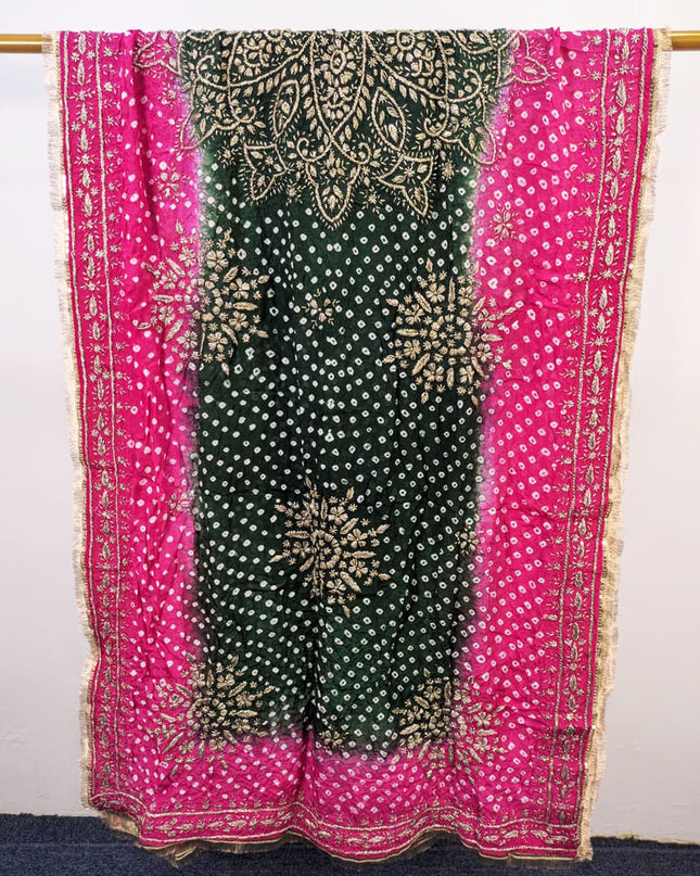 Handmade Chunnri & Gotta Work Silk Dupatta (Ready To Wear)