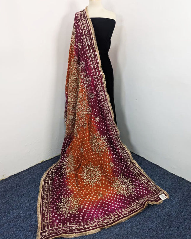 Handmade Chunnri & Gotta Work Silk Dupatta (Ready To Wear)