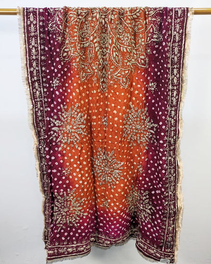 Handmade Chunnri & Gotta Work Silk Dupatta (Ready To Wear)