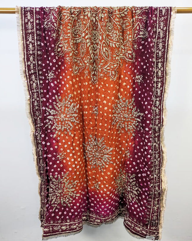 Handmade Chunnri & Gotta Work Silk Dupatta (Ready To Wear)