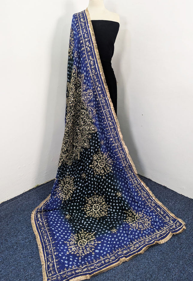 Handmade Chunnri & Gotta Work Silk Dupatta (Ready To Wear)