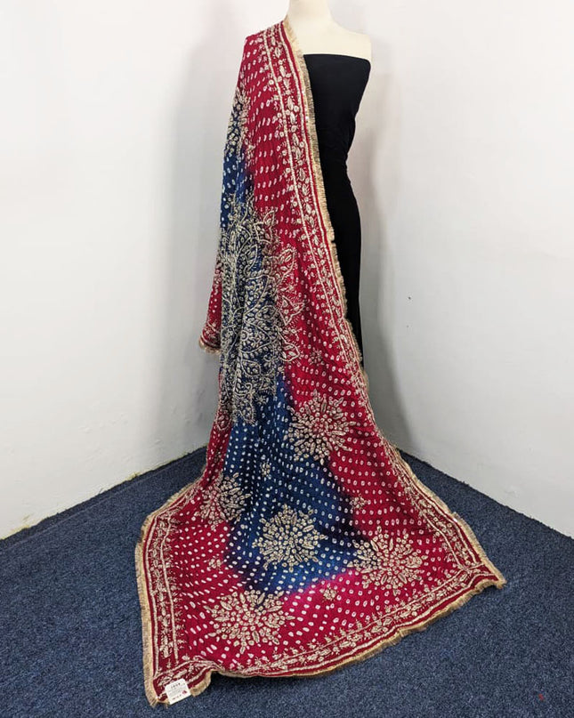 Handmade Chunnri & Gotta Work Silk Dupatta (Ready To Wear)