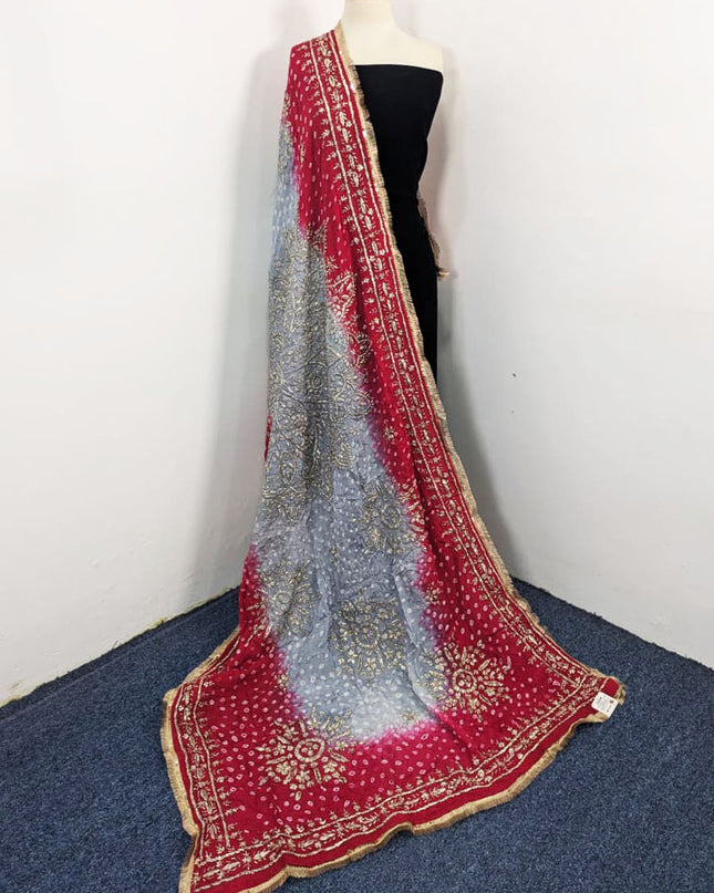 Handmade Chunnri & Gotta Work Silk Dupatta (Ready To Wear)