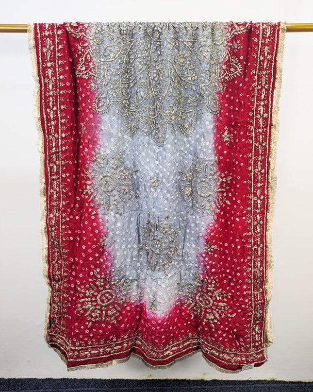 Handmade Chunnri & Gotta Work Silk Dupatta (Ready To Wear)