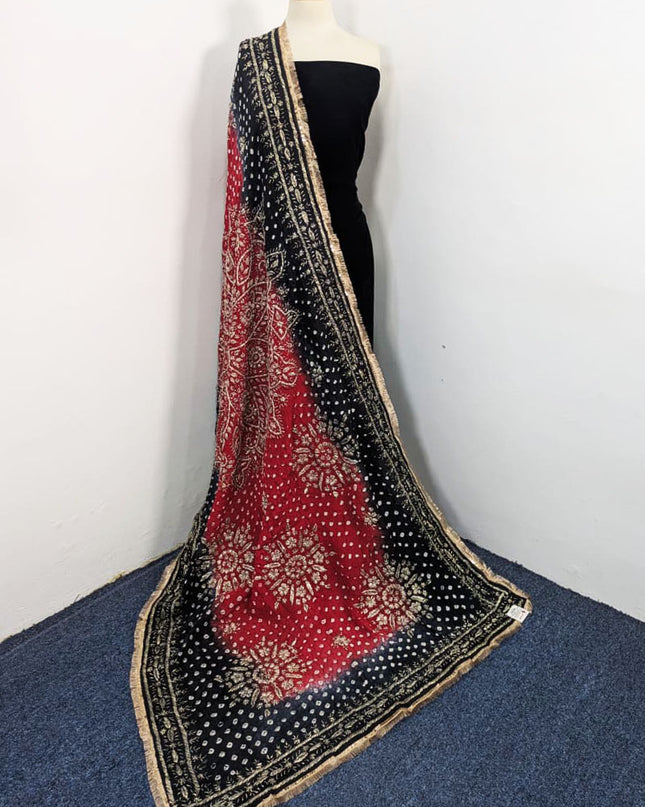 Handmade Chunnri & Gotta Work Silk Dupatta (Ready To Wear)