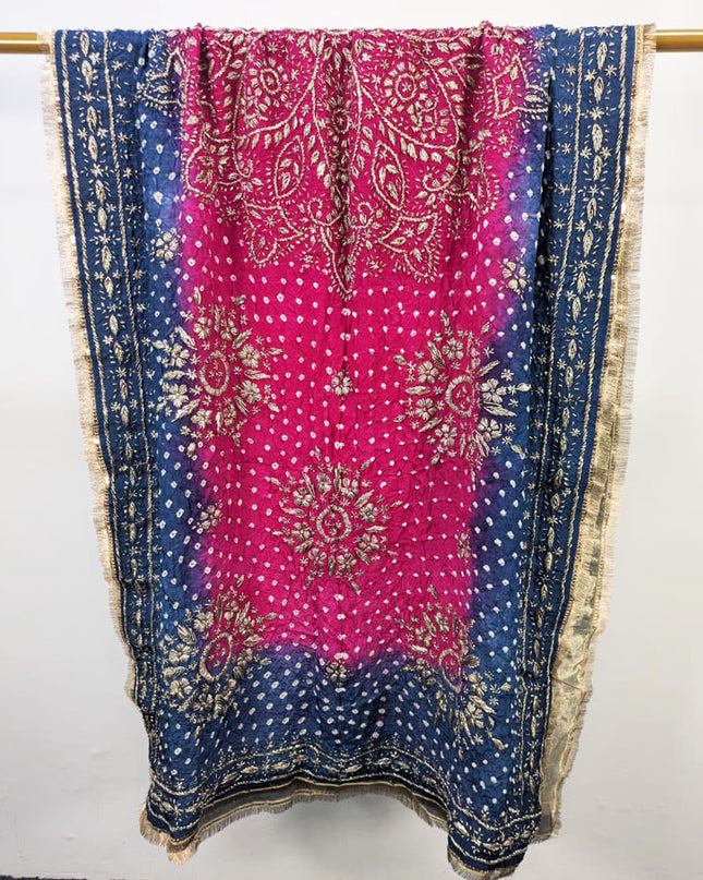 Handmade Chunnri & Gotta Work Silk Dupatta (Ready To Wear)