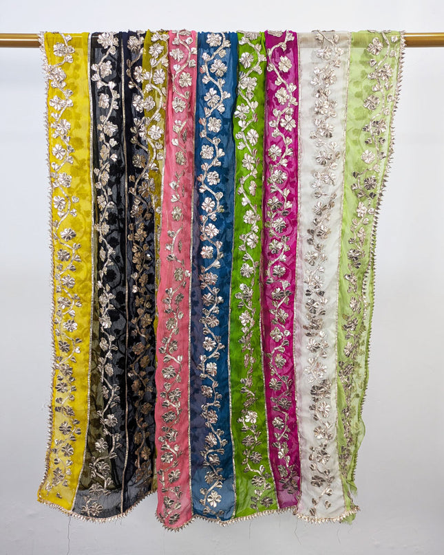 Multi Shaded Chiffon with Handmade Gotta Work Dupatta (Best For Mehndi Events)