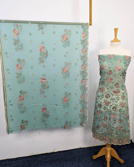 Embroidered Organza With Chiffon Dupatta 3Pc Unstitched
