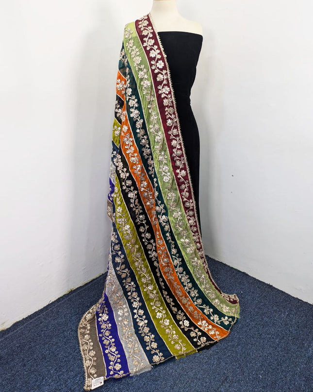Multi Shaded Chiffon with Handmade Gotta Work Dupatta (Best For Mehndi Events)
