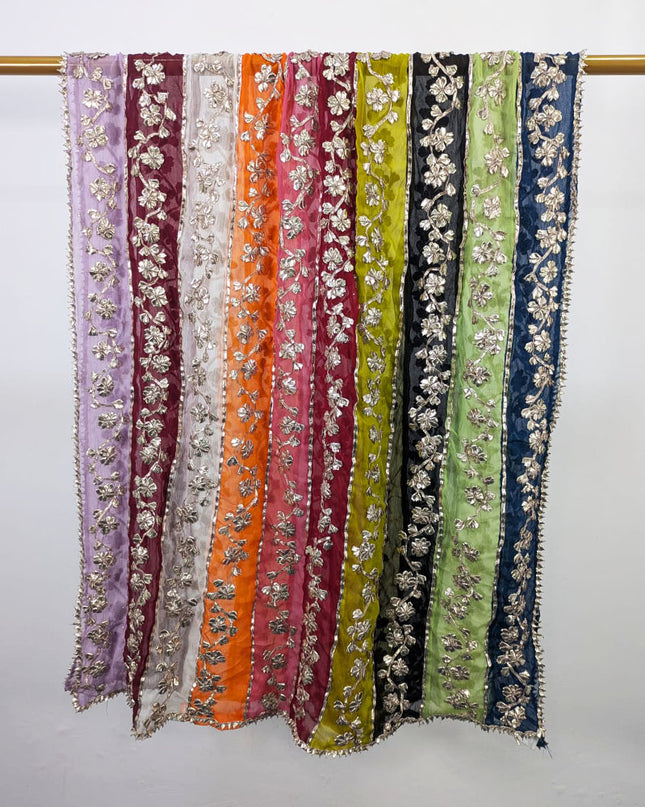 Multi Shaded Chiffon with Handmade Gotta Work Dupatta (Best For Mehndi Events)