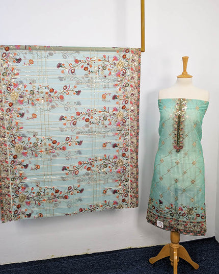 Embroidered Organza  With Paka Sitara  Work 3PC
