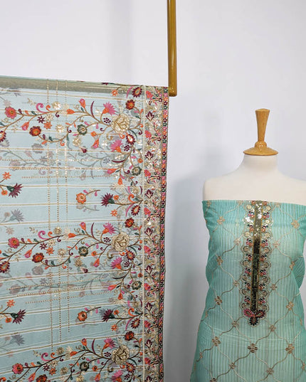 Embroidered Organza  With Paka Sitara  Work 3PC