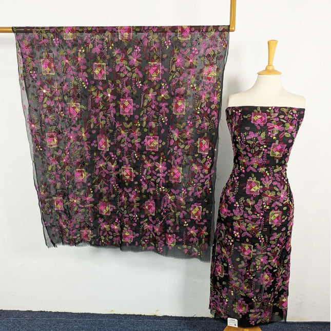 Chiffon with Multicolor Tarkashi + Kacha Tanka Work 2Pc Unstitched