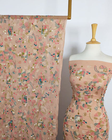 Chiffon with Multicolor Tarkashi + Kacha Tanka Work 2Pc Unstitched