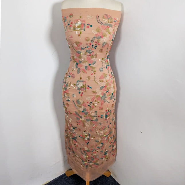 Chiffon with Multicolor Tarkashi + Kacha Tanka Work 2Pc Unstitched