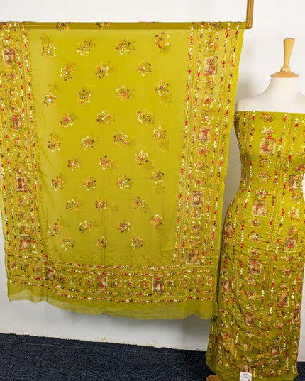 Fancy Chiffon with Multicolor Tarkashi + Kacha Tanka Work 2Pc Unstitched