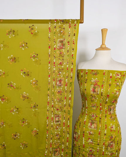Fancy Chiffon with Multicolor Tarkashi + Kacha Tanka Work 2Pc Unstitched