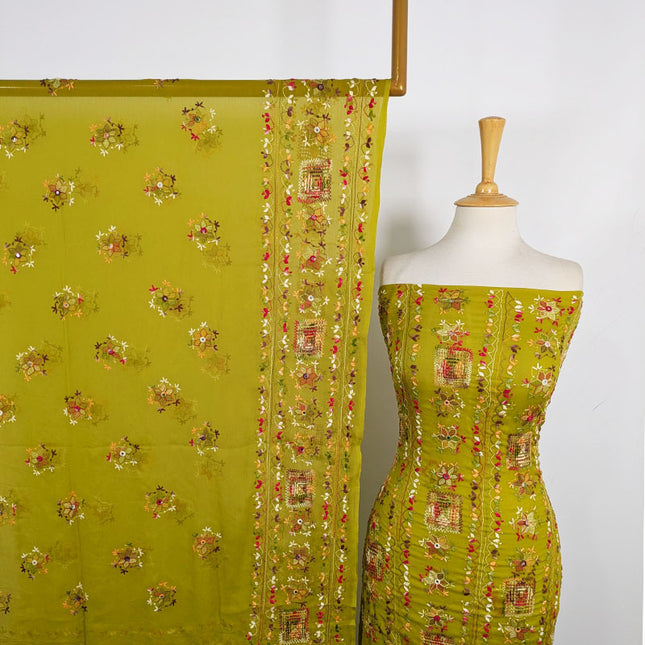 Fancy Chiffon with Multicolor Tarkashi + Kacha Tanka Work 2Pc Unstitched