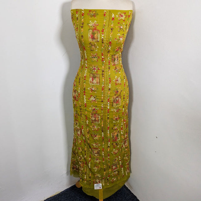 Fancy Chiffon with Multicolor Tarkashi + Kacha Tanka Work 2Pc Unstitched