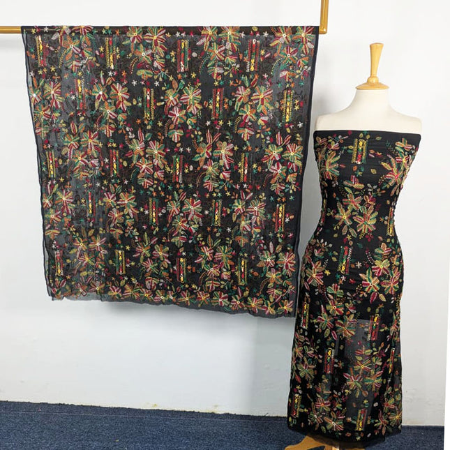Handmade Multicolor Tarkashi + Kacha Tanka Work Chiffon 2Pc Unstitched