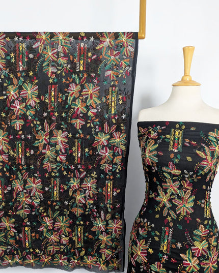 Handmade Multicolor Tarkashi + Kacha Tanka Work Chiffon 2Pc Unstitched
