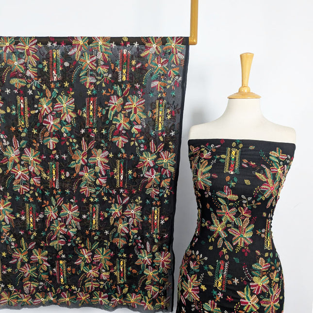Handmade Multicolor Tarkashi + Kacha Tanka Work Chiffon 2Pc Unstitched