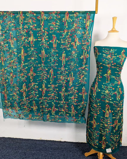 Handmade Multicolor Tarkashi + Kacha Tanka Work Chiffon 2Pc Unstitched