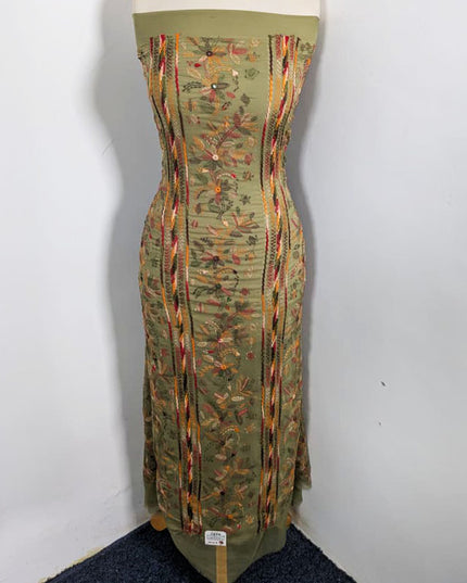 Chiffon with Multicolor Tarkashi + Kacha Tanka Work 2Pc Unstitched
