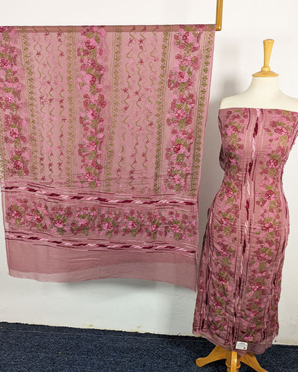 Fancy Chiffon with Multicolor Tarkashi + Kacha Tanka Work 2Pc Unstitched
