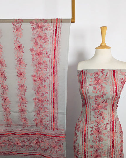 Handmade Multicolor Tarkashi + Kacha Tanka Work Chiffon 2Pc Unstitched