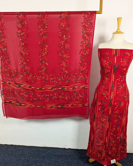 Fancy Chiffon with Multicolor Tarkashi + Kacha Tanka Work 2Pc Unstitched