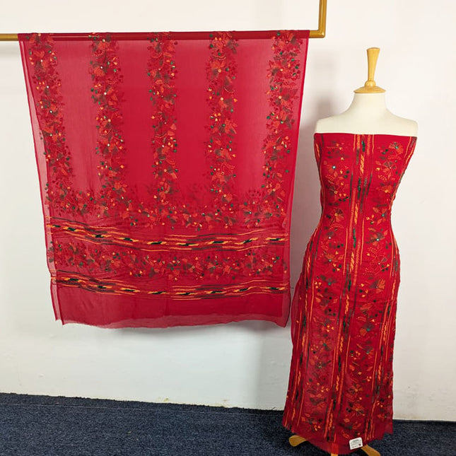 Fancy Chiffon with Multicolor Tarkashi + Kacha Tanka Work 2Pc Unstitched