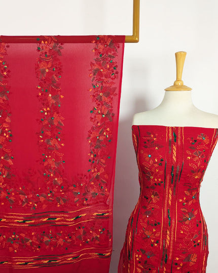 Fancy Chiffon with Multicolor Tarkashi + Kacha Tanka Work 2Pc Unstitched