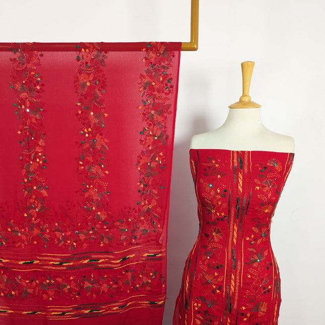 Fancy Chiffon with Multicolor Tarkashi + Kacha Tanka Work 2Pc Unstitched
