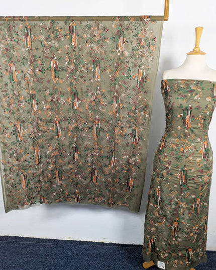 Handmade Multicolor Tarkashi + Kacha Tanka Work Chiffon 2Pc Unstitched