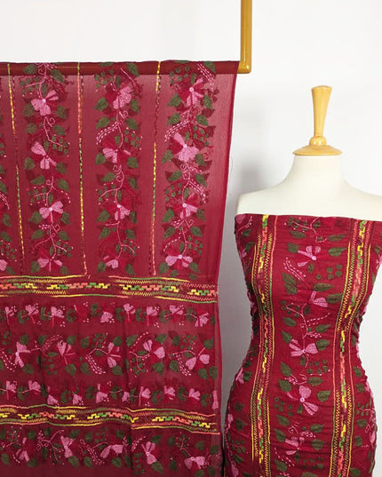 Handmade Multicolor Tarkashi + Kacha Tanka Work Chiffon 2Pc Unstitched