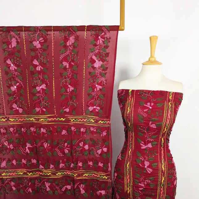 Handmade Multicolor Tarkashi + Kacha Tanka Work Chiffon 2Pc Unstitched