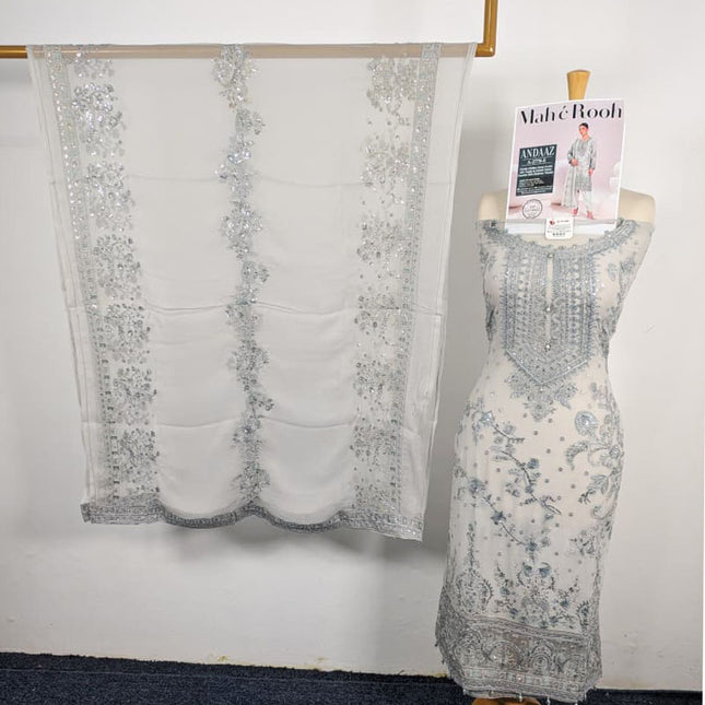 Embroidered Crinkle Chiffon with Fancy Crinkle Dupatta 3Pc - Mah e Rooh (Andaaz)