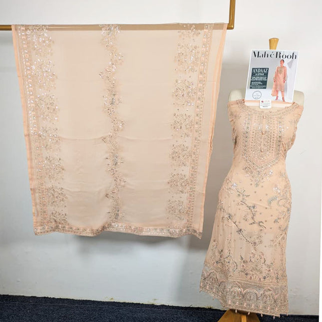 Embroidered Crinkle Chiffon with Fancy Crinkle Dupatta 3Pc - Mah e Rooh (Andaaz)