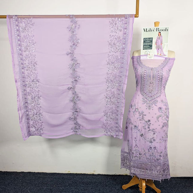 Embroidered Crinkle Chiffon with Fancy Crinkle Dupatta 3Pc - Mah e Rooh (Andaaz)