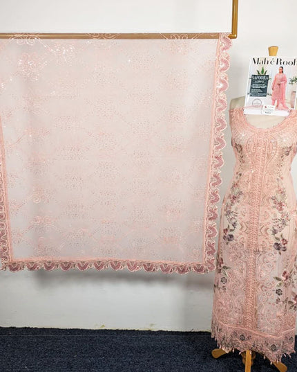 Exclusive Embroidered Net with Fancy Net Dupatta 3Pc - Mah e Rooh (Safoora)