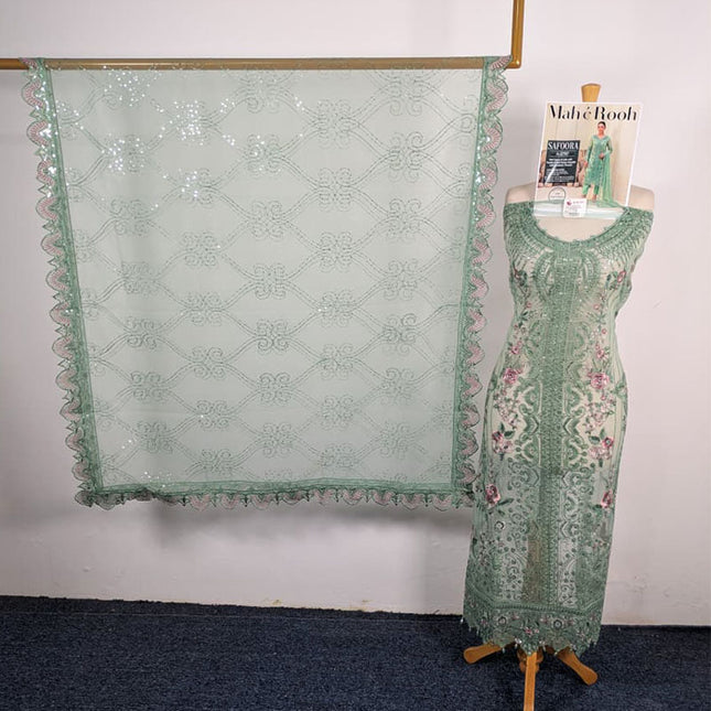 Exclusive Embroidered Net with Fancy Net Dupatta 3Pc - Mah e Rooh (Safoora)